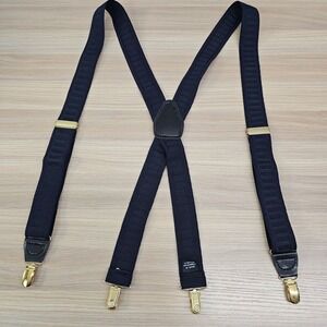 Suspenders Mens Blue Adjustable Gold Clip On‎ Braces Stretch X Back Preppy Retro